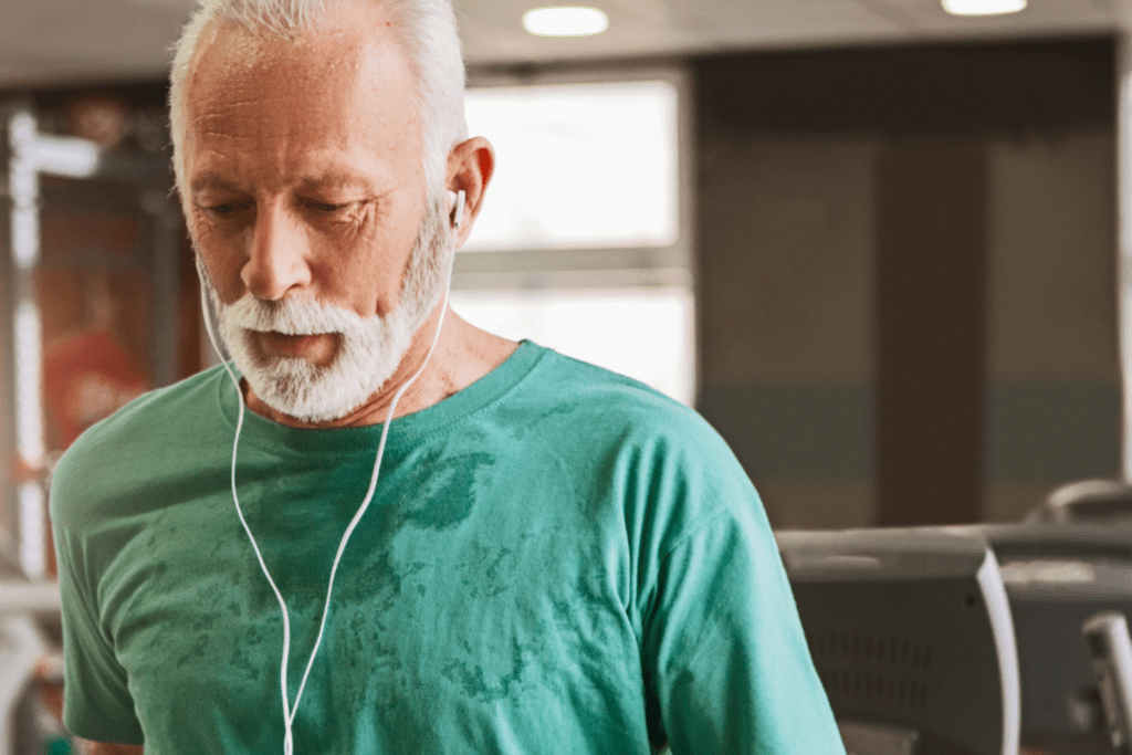 An Old Man Doing Cardio